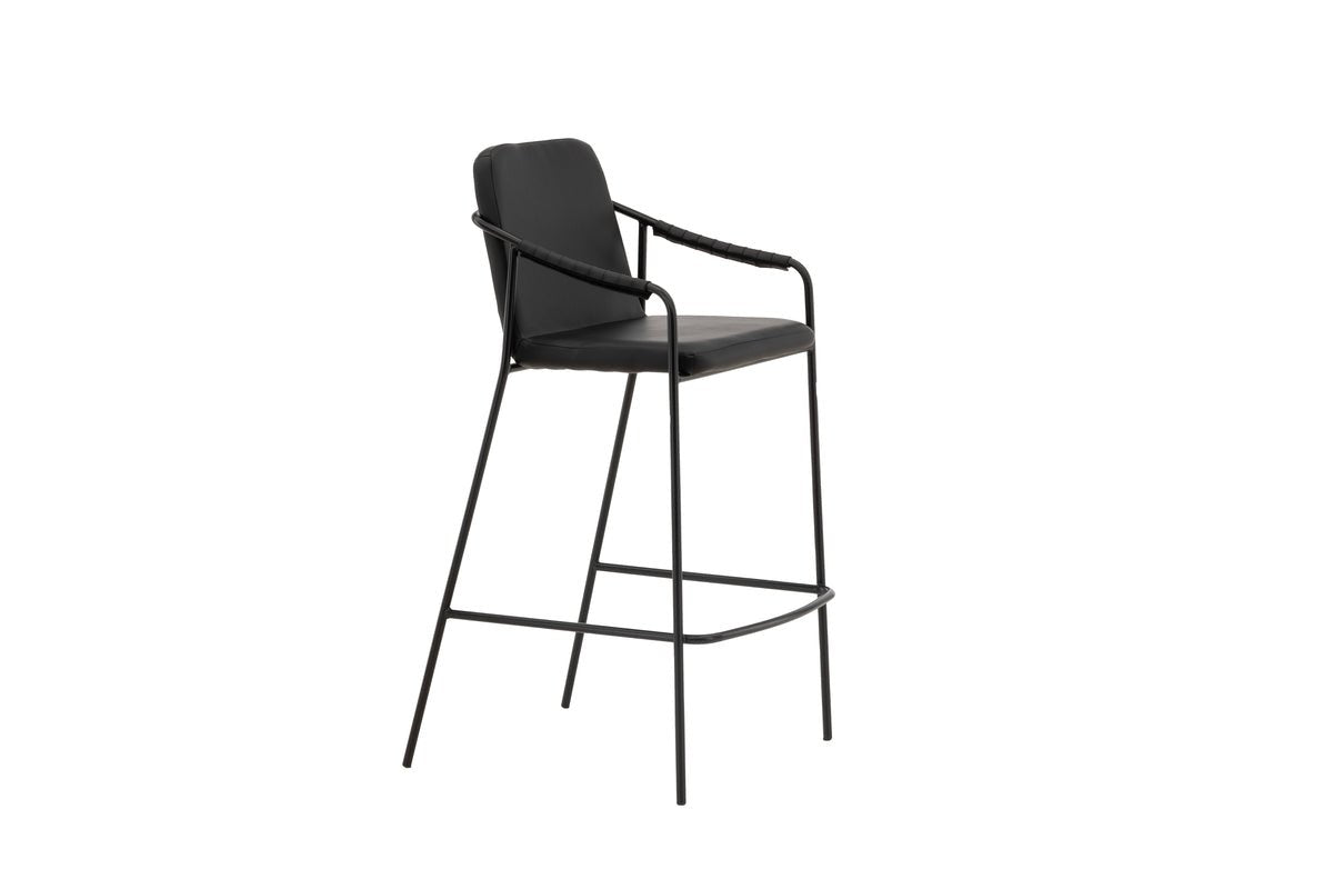 2-piece set - Bar stool Vita made of black PU with steel frame
