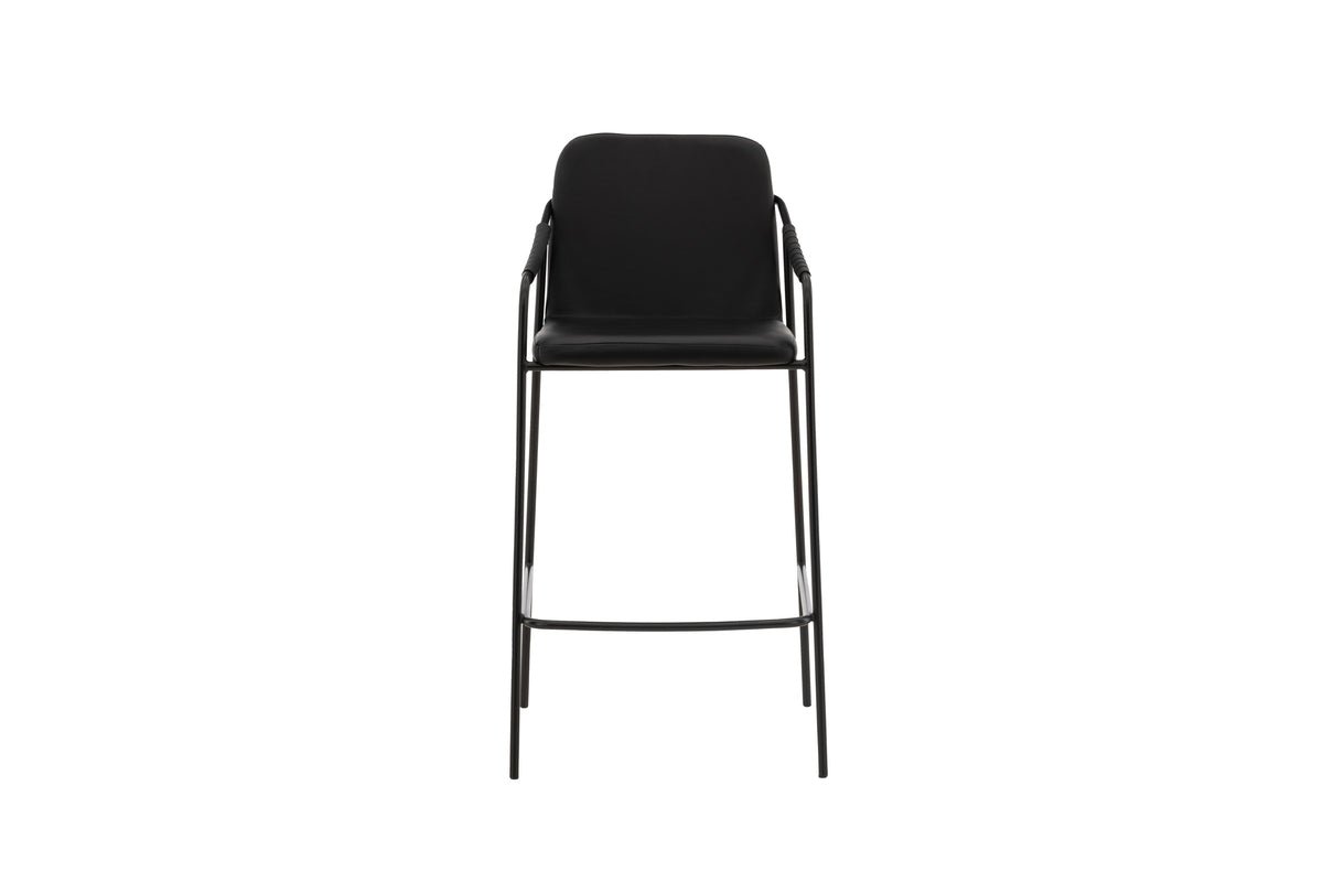 2-piece set - Bar stool Vita made of black PU with steel frame