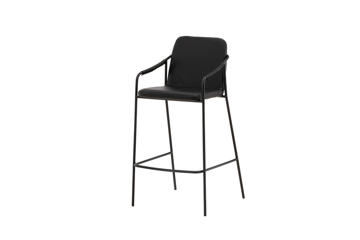 2-piece set - Bar stool Vita made of black PU with steel frame