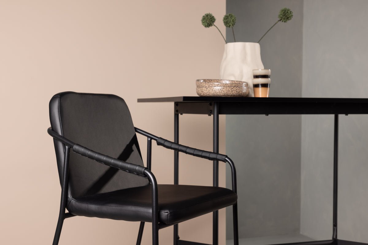 2-piece set - Bar stool Vita made of black PU with steel frame