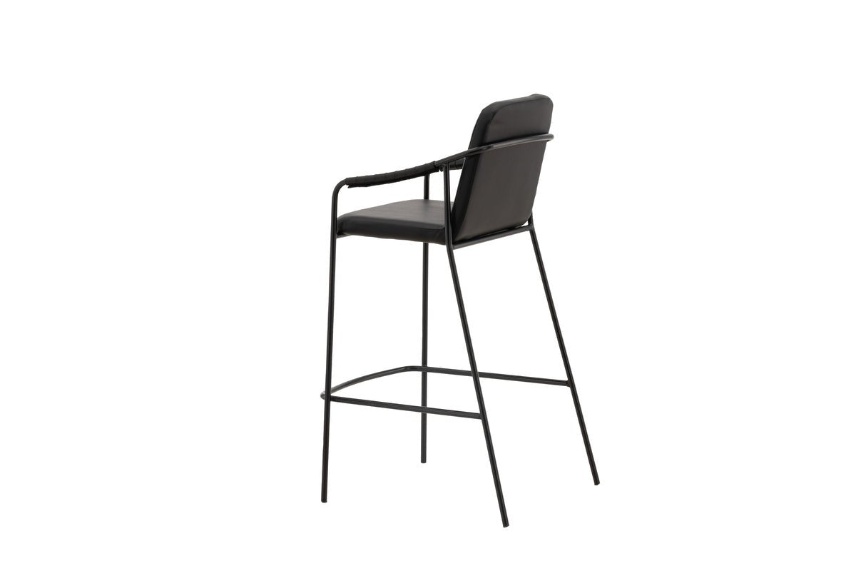 2-piece set - Bar stool Vita made of black PU with steel frame