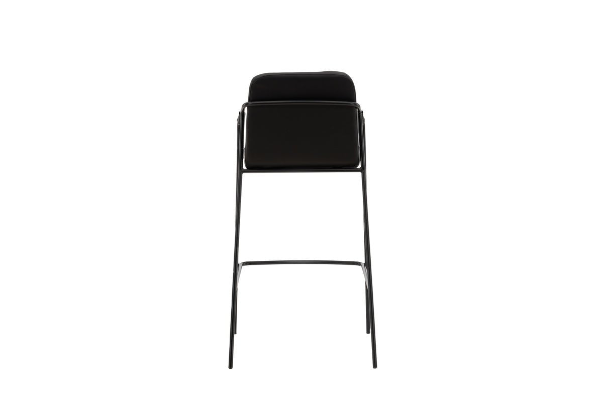 2-piece set - Bar stool Vita made of black PU with steel frame