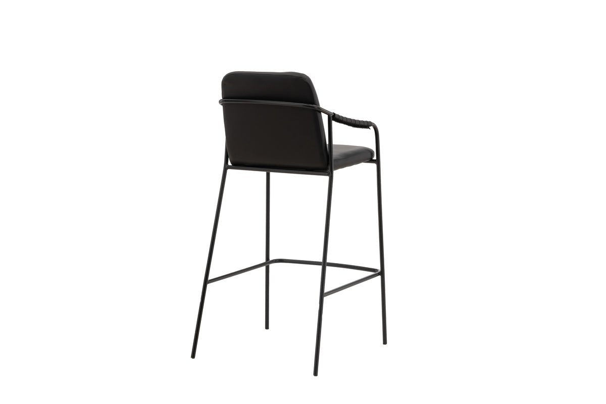 2-piece set - Bar stool Vita made of black PU with steel frame