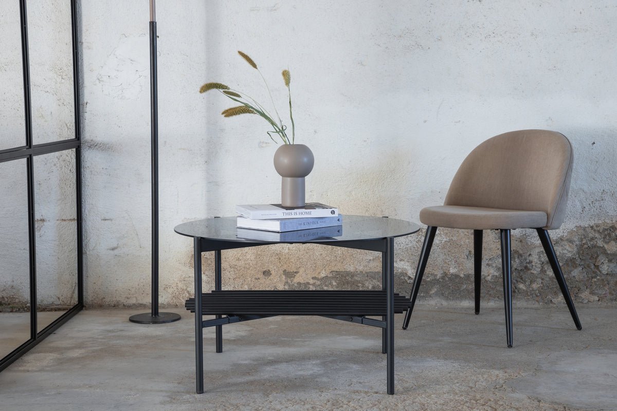 Coffee table Staffan round - in black with glass top