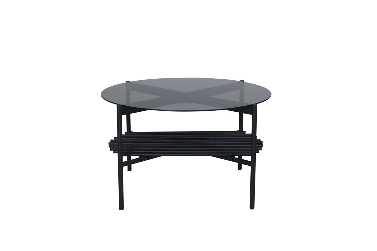 Coffee table Staffan round - in black with glass top