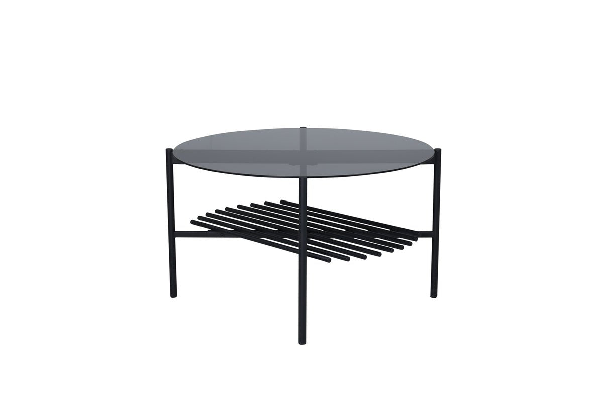 Coffee table Staffan round - in black with glass top
