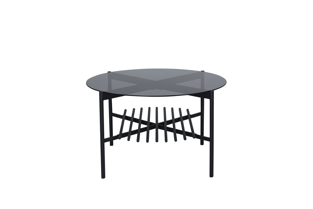 Coffee table Staffan round - in black with glass top