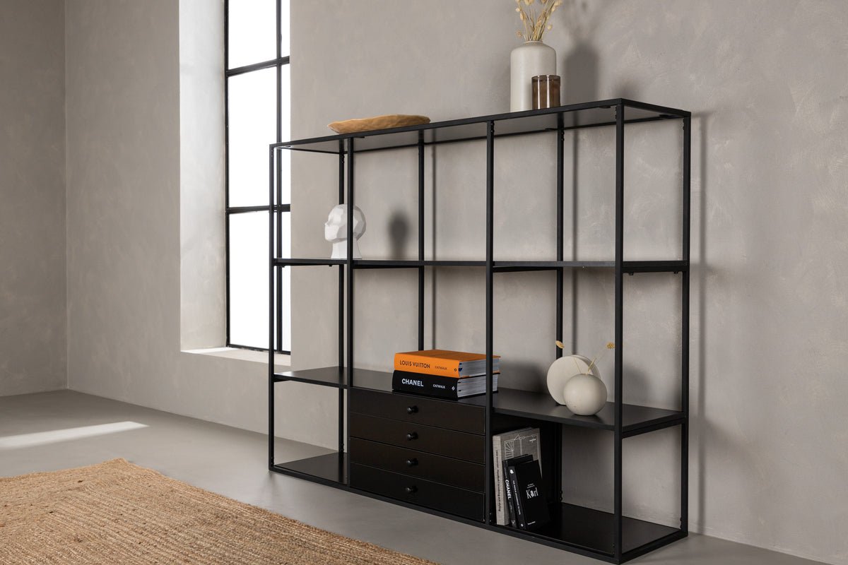 Regal Ravello – 150 cm, Black, Modern Industrial Skandi