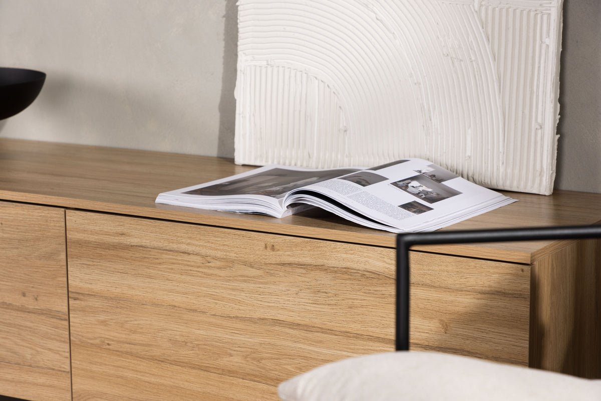 TV lowboard Valborg – walnut veneer in natural look