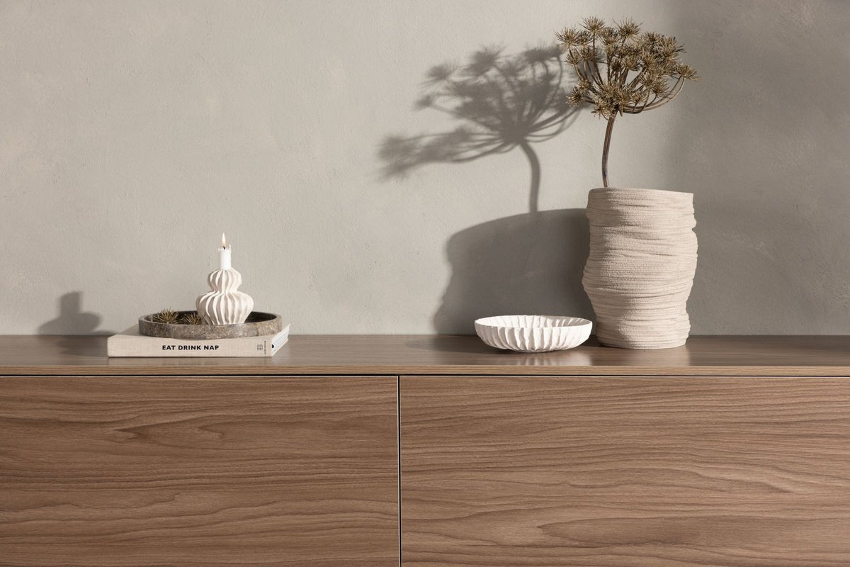 TV lowboard Valborg – walnut veneer in natural look