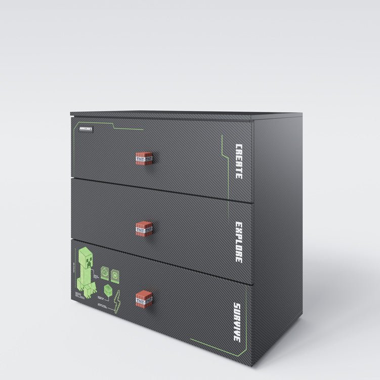 Minecraft dresser "Creeper Chest" – with LED, soft-close & 3 drawers