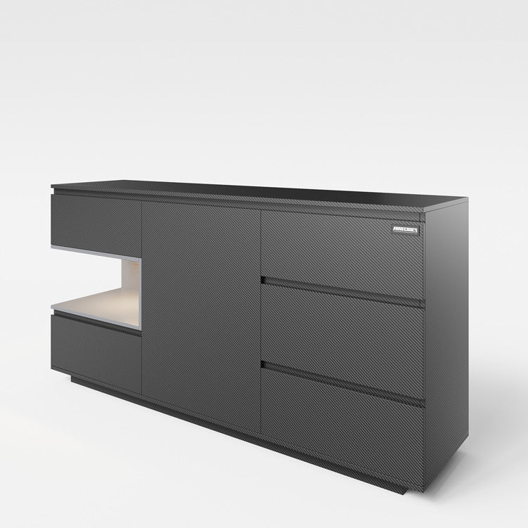 Minecraft dresser "PixelVault" – with LED, 5 drawers & console compartment
