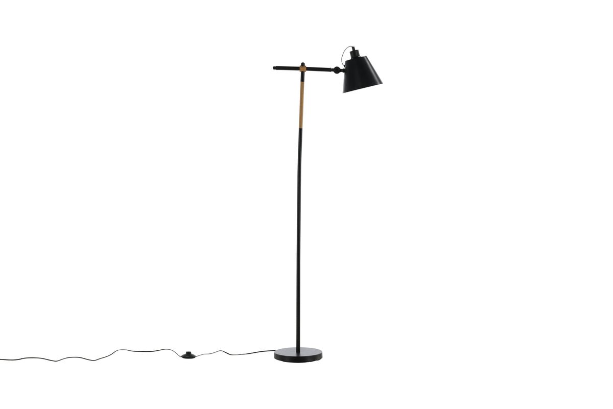 Floor lamp "Grimming" – calm black clarity with wood details