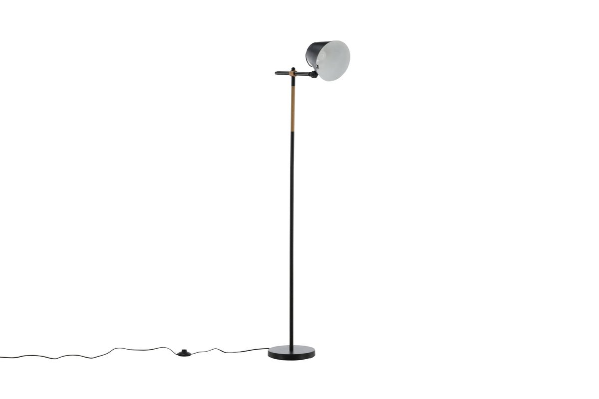 Floor lamp "Grimming" – calm black clarity with wood details