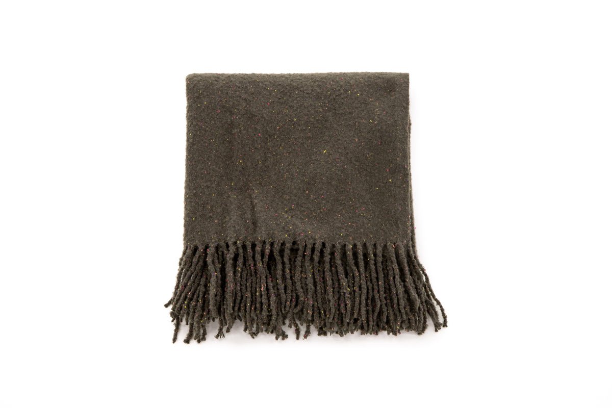 Bedspread Malin Anthracite – 170×130 cm with fringes & melange