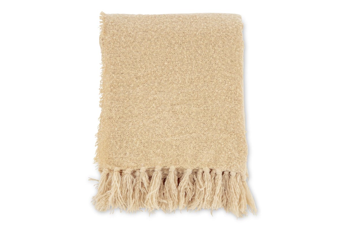 Bedspread "Stanley Sand" – 170×130 cm with texture & fringes