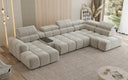 Designer sofa living area Mia with electric seat extension in chenille