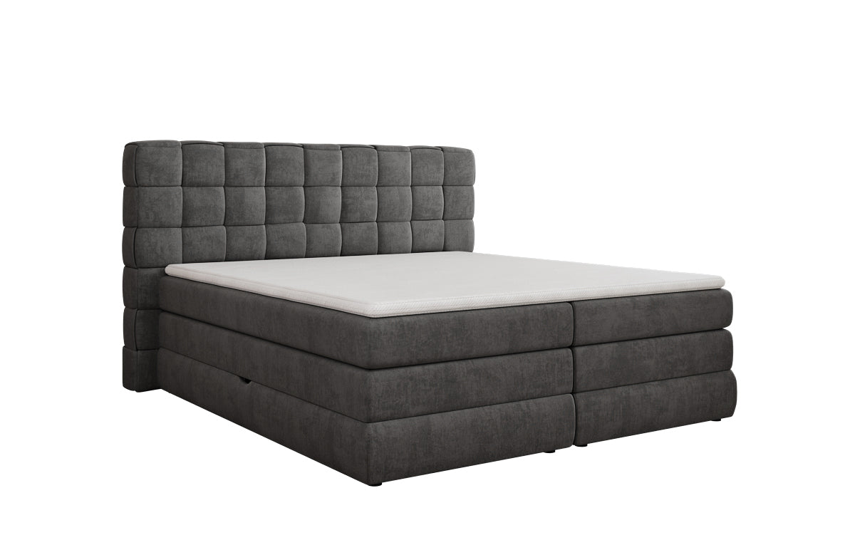 Trama box spring bed with storage in velvet