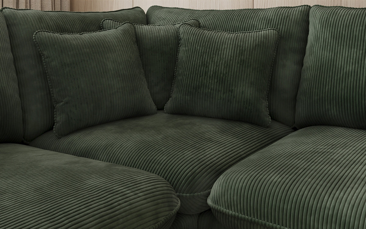 Designer corner sofa Laguna with metal feet in Corduroy