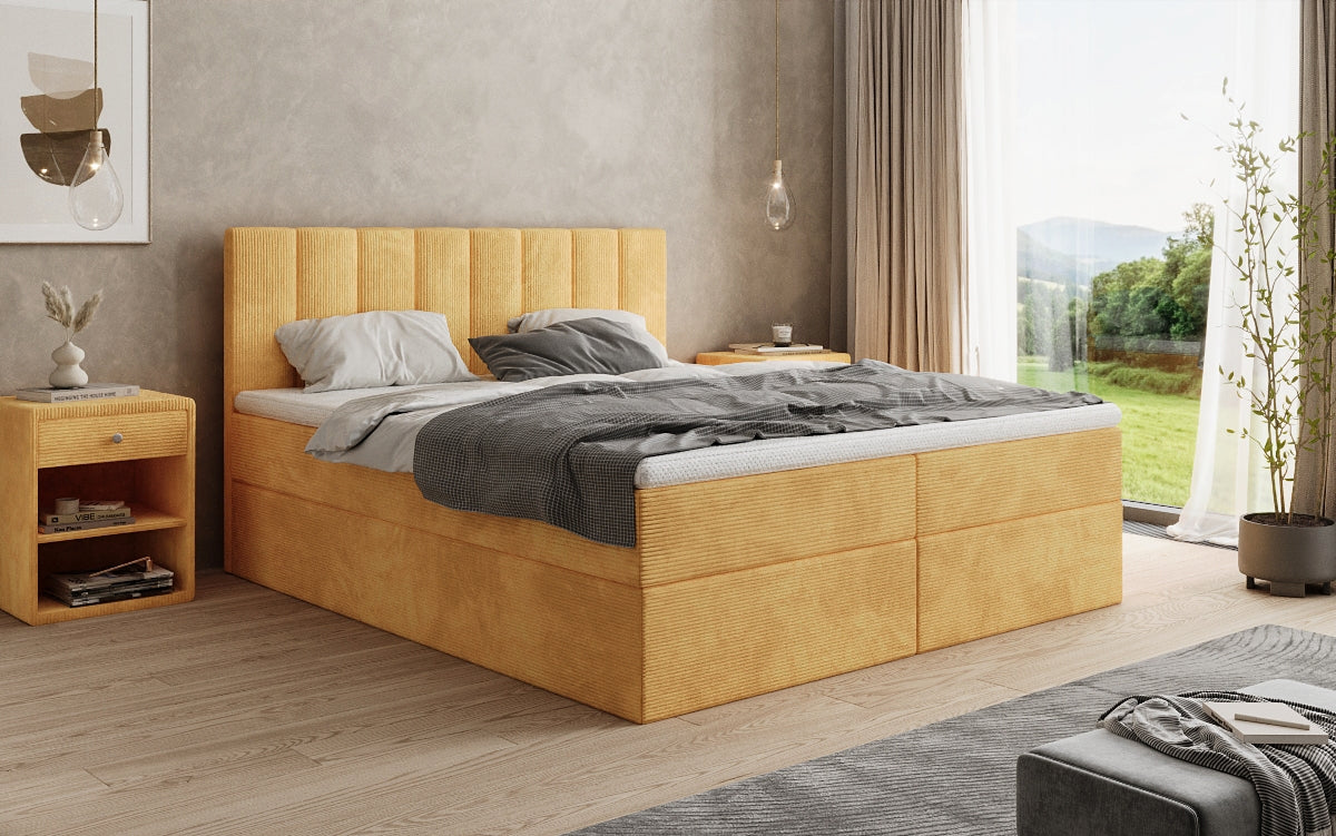 Sofia box spring bed in Corduroy with storage