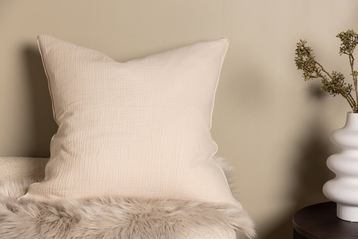 Pillowcase Moments - 60x60 cm in Beige and Gray made of 100% cotton