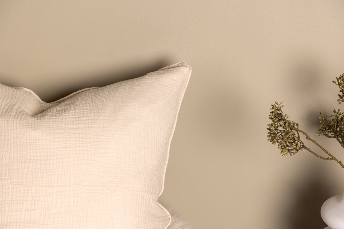 Pillowcase Moments - 60x60 cm in Beige and Gray made of 100% cotton