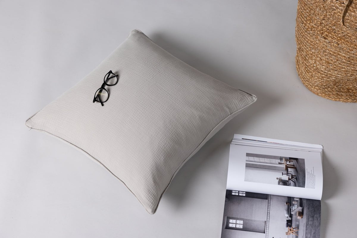 Pillowcase Moments - 60x60 cm in Beige and Gray made of 100% cotton