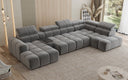 Designer sofa living area Mia with electric seat extension in chenille