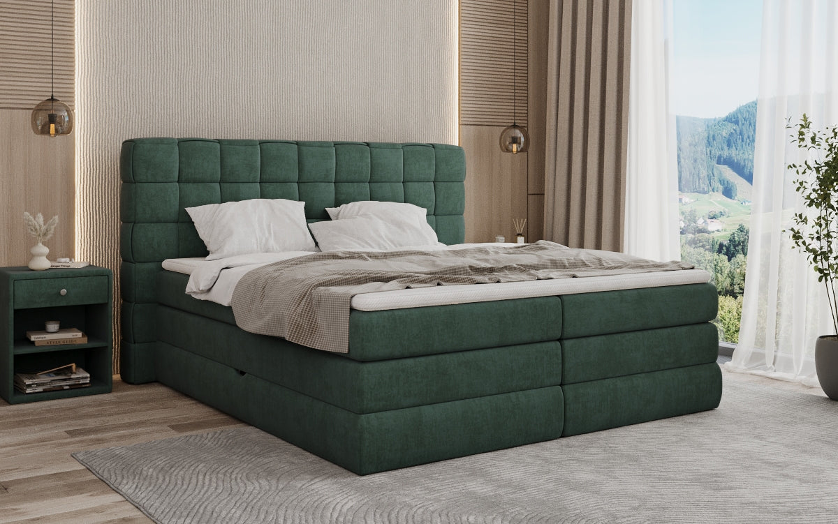 Trama box spring bed with storage in velvet