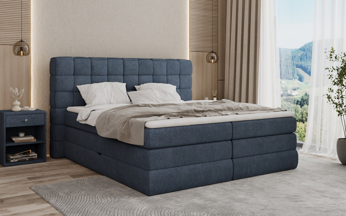 Trama box spring bed with storage in fabric