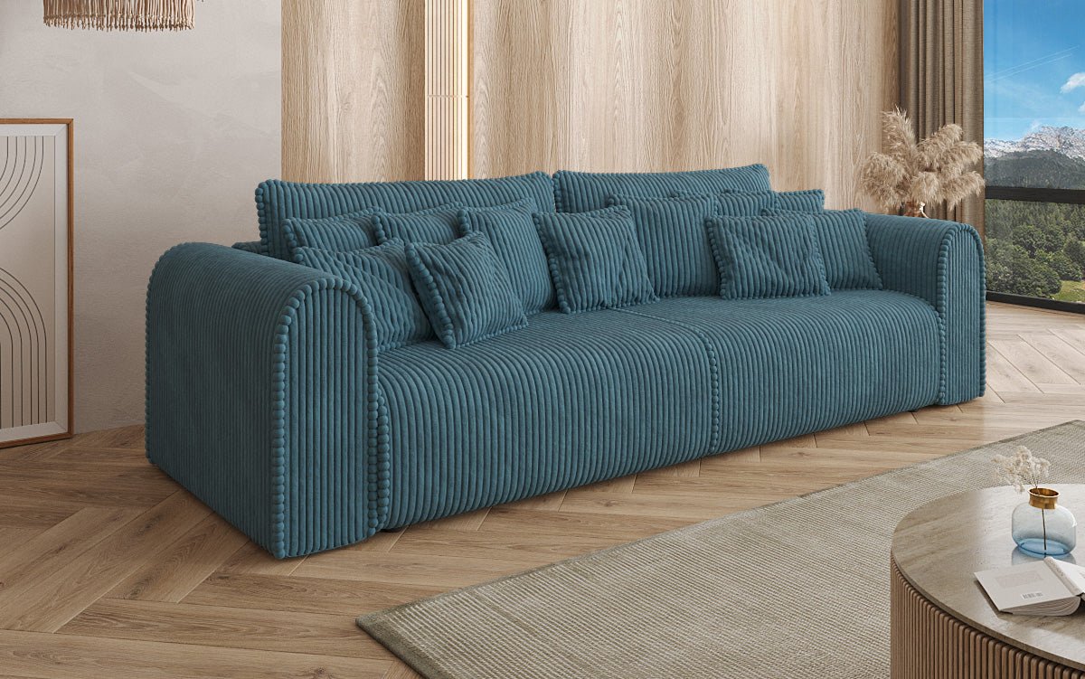 Designer Sofa Big Buddy 3-Seater with Sleeping Function and Storage in Wide Corduroy
