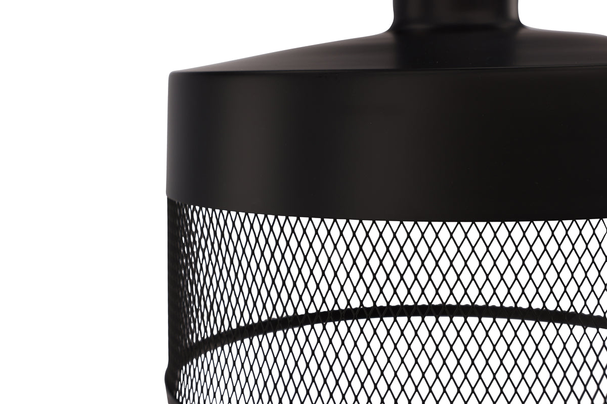 Pendant lamp "Jolina" – made of matte black iron with decorative mesh shade
