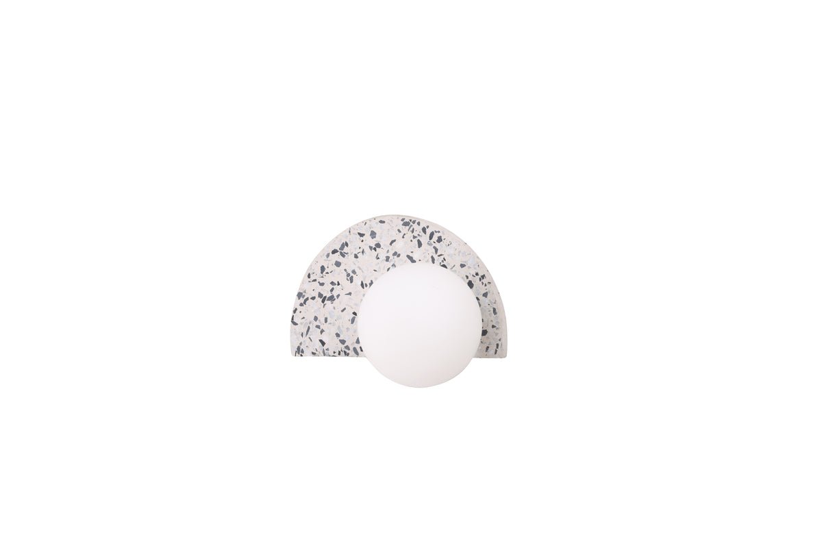 Wall lamp "Abigail" – Made of terrazzo with white glass dome