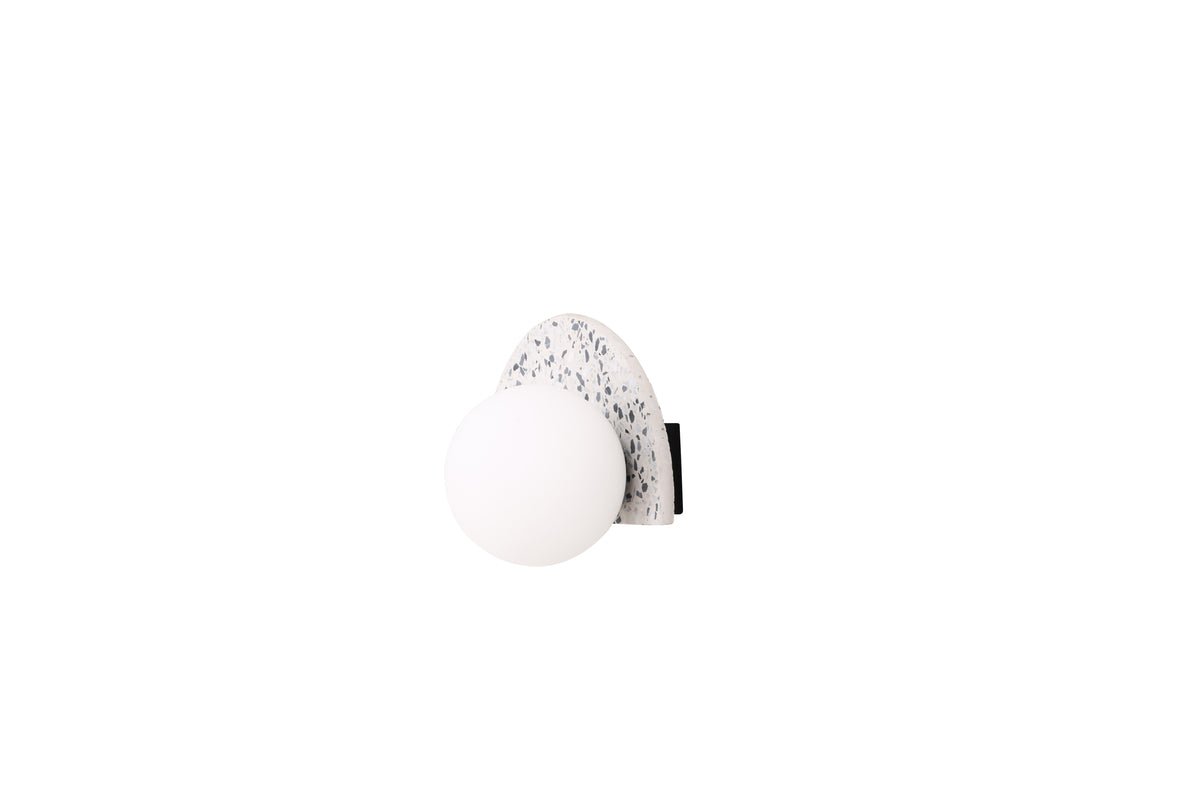 Wall lamp "Abigail" – Made of terrazzo with white glass dome