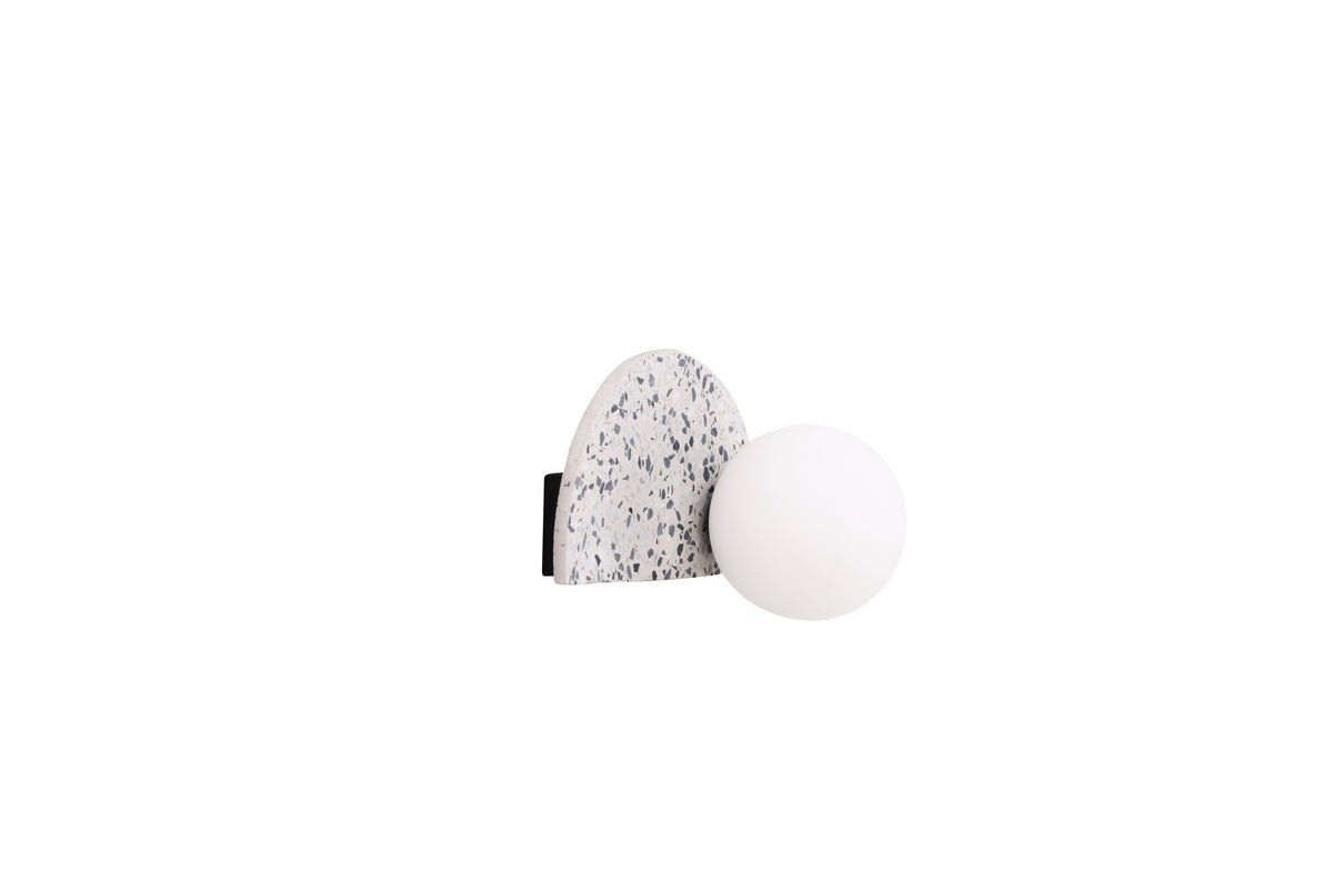 Wall lamp "Abigail" – Made of terrazzo with white glass dome