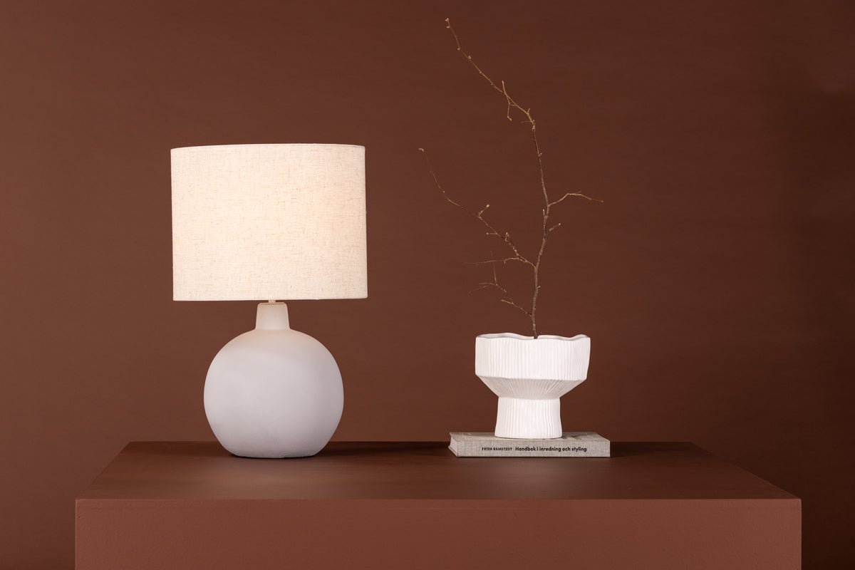 Table lamp "Lelin" – Elegant concrete base with light linen shade