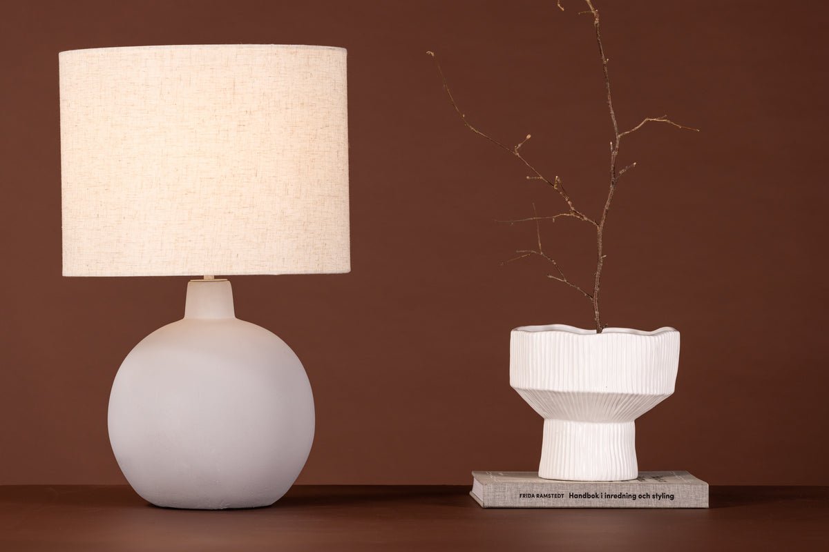 Table lamp "Lelin" – Elegant concrete base with light linen shade