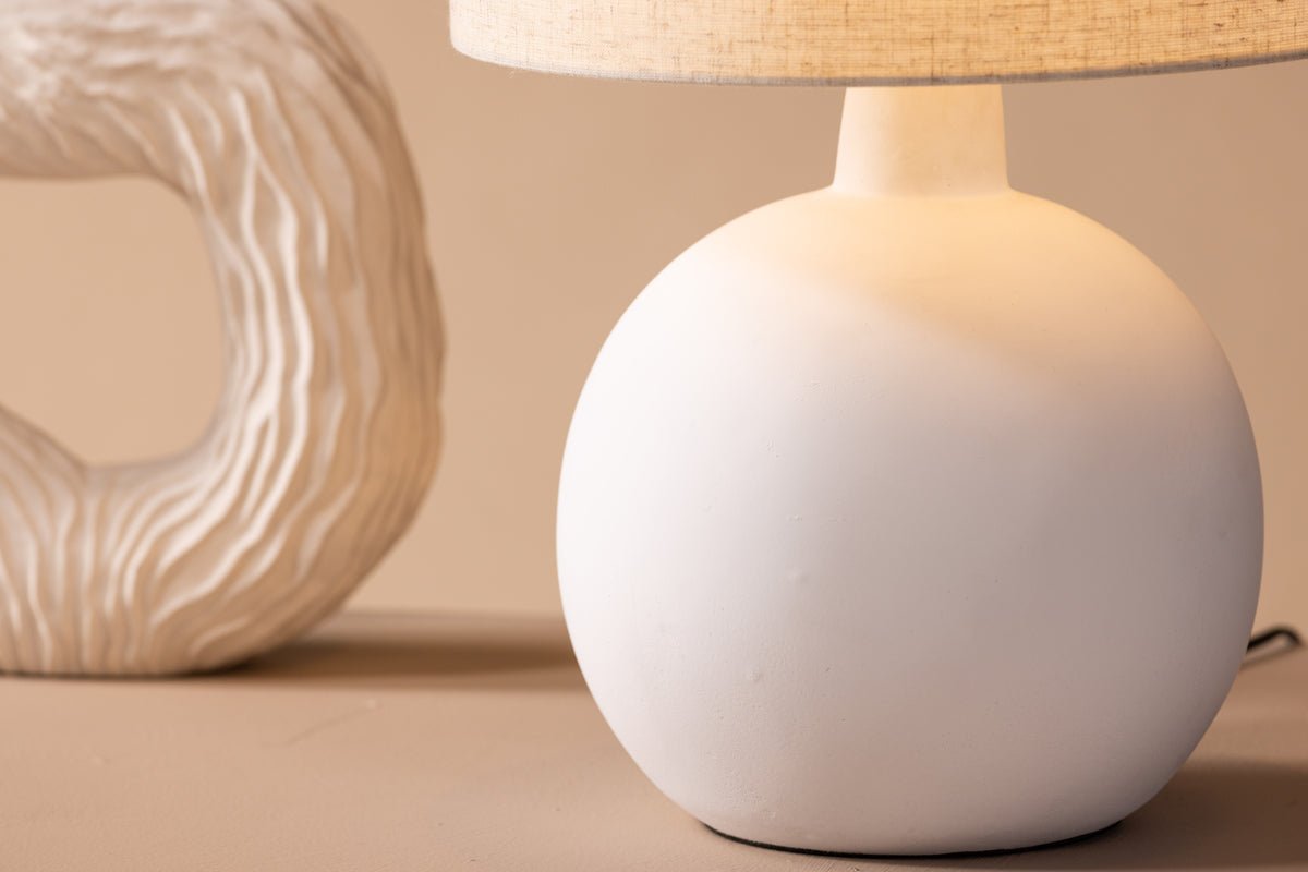 Table lamp "Lelin" – Elegant concrete base with light linen shade