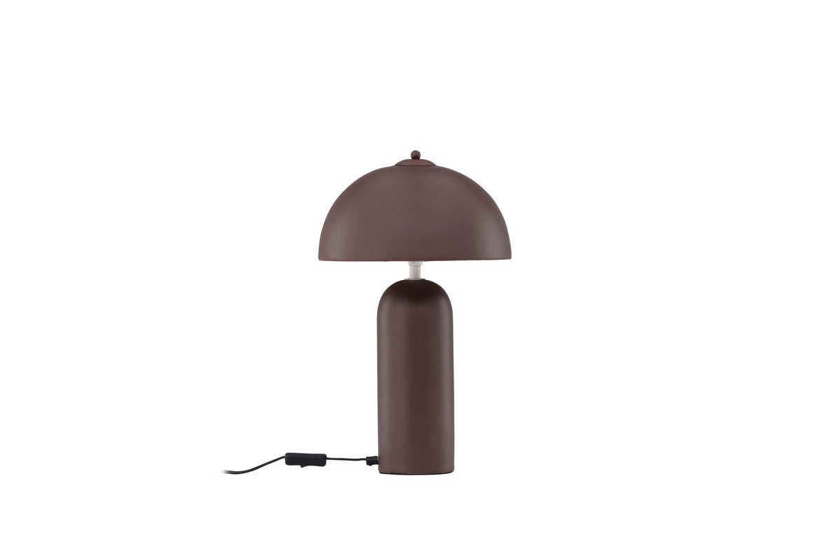 Table lamp "Terranova" – Brown stone-crafted elegance with round shade