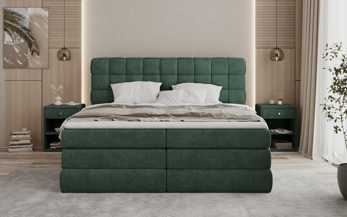 Trama box spring bed with storage in velvet
