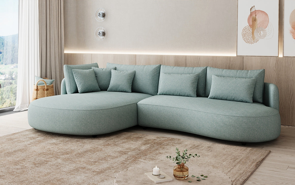Designer corner sofa Ando Mini in textured fabric