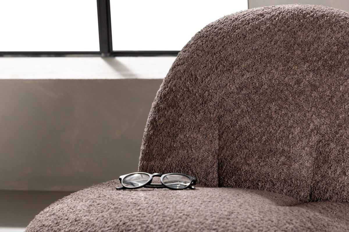Designer lounge armchair Almvik – Bouclé Brown