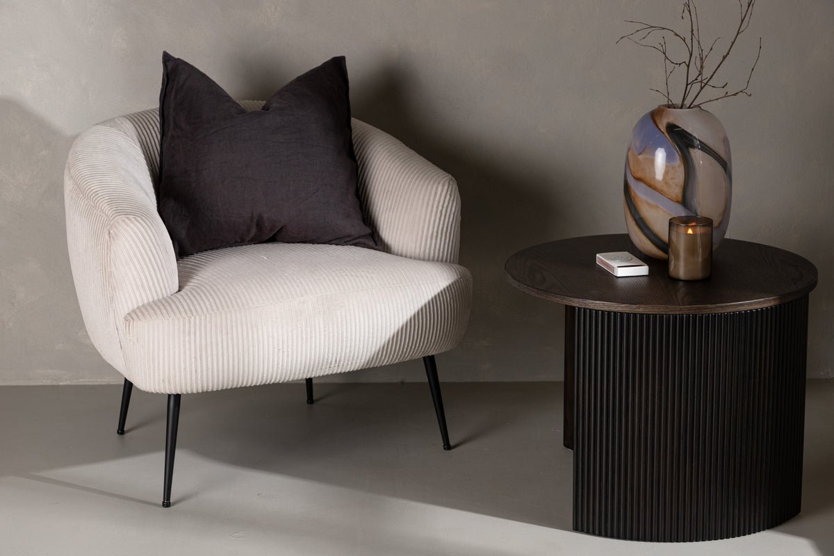 Designer lounge armchair Rivano – cord lounge chair in Beige