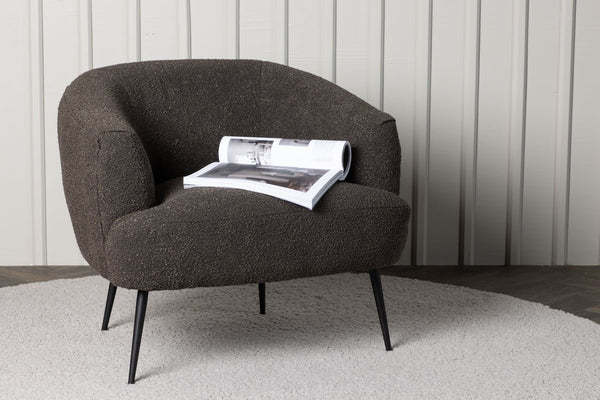 Designer Lounge Sessel Maleno – Bouclé-Relaxsessel in Anthrazit