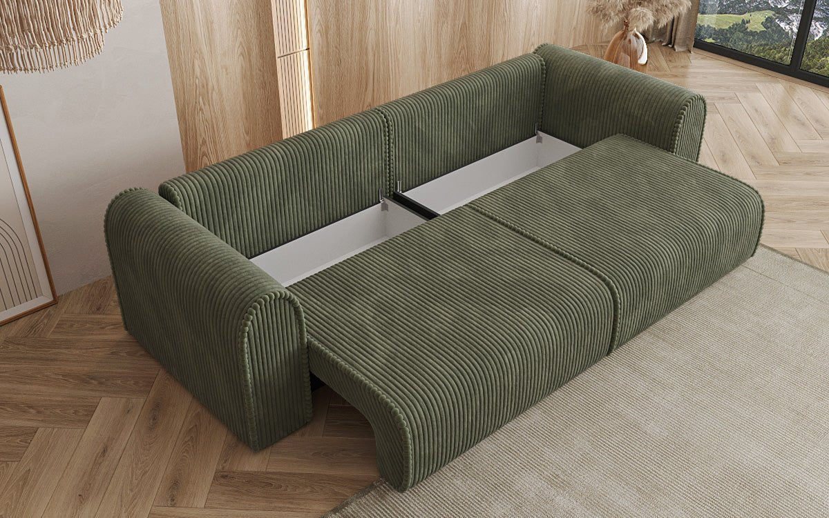 Designer Sofa Big Buddy 3-Seater with Sleeping Function and Storage in Wide Corduroy