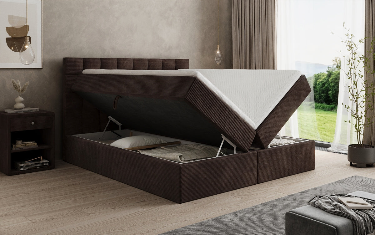 Boxspringbett Como in Cord mit Stauraum