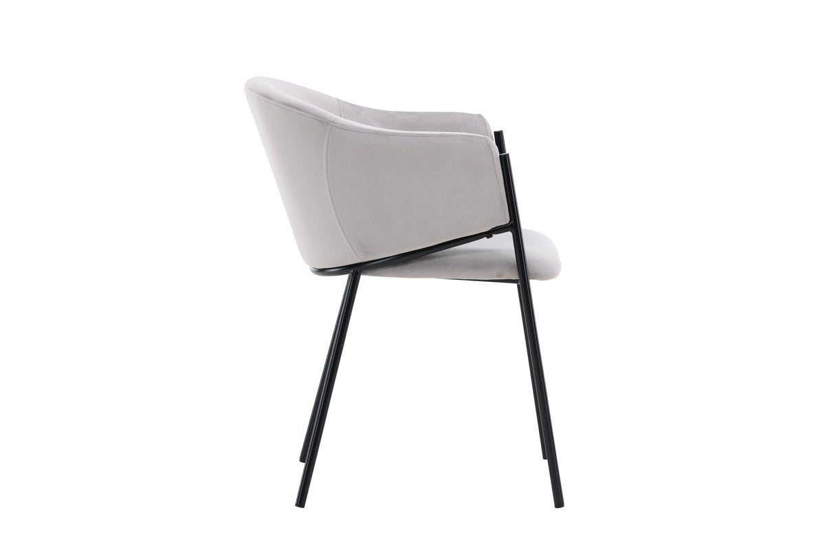 2-piece set - Chair Calyra with light gray velvet fabric