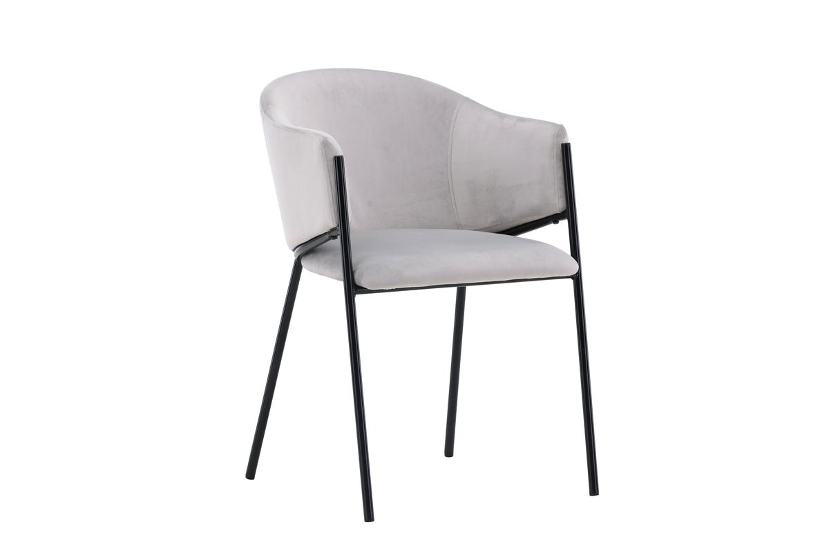 2-piece set - Chair Calyra with light gray velvet fabric
