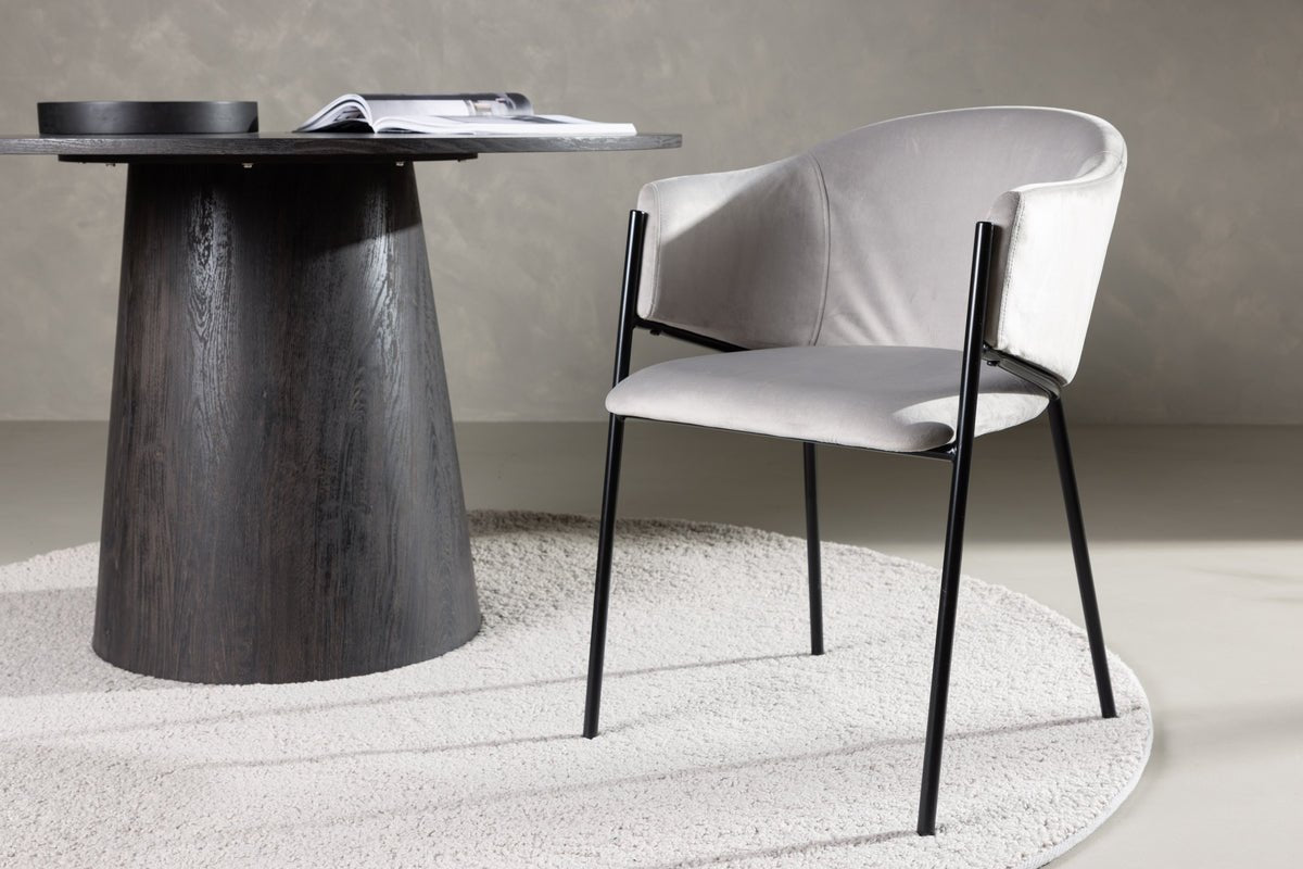 2-piece set - Chair Calyra with light gray velvet fabric