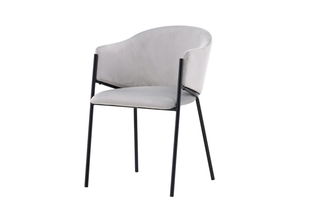 2-piece set - Chair Calyra with light gray velvet fabric